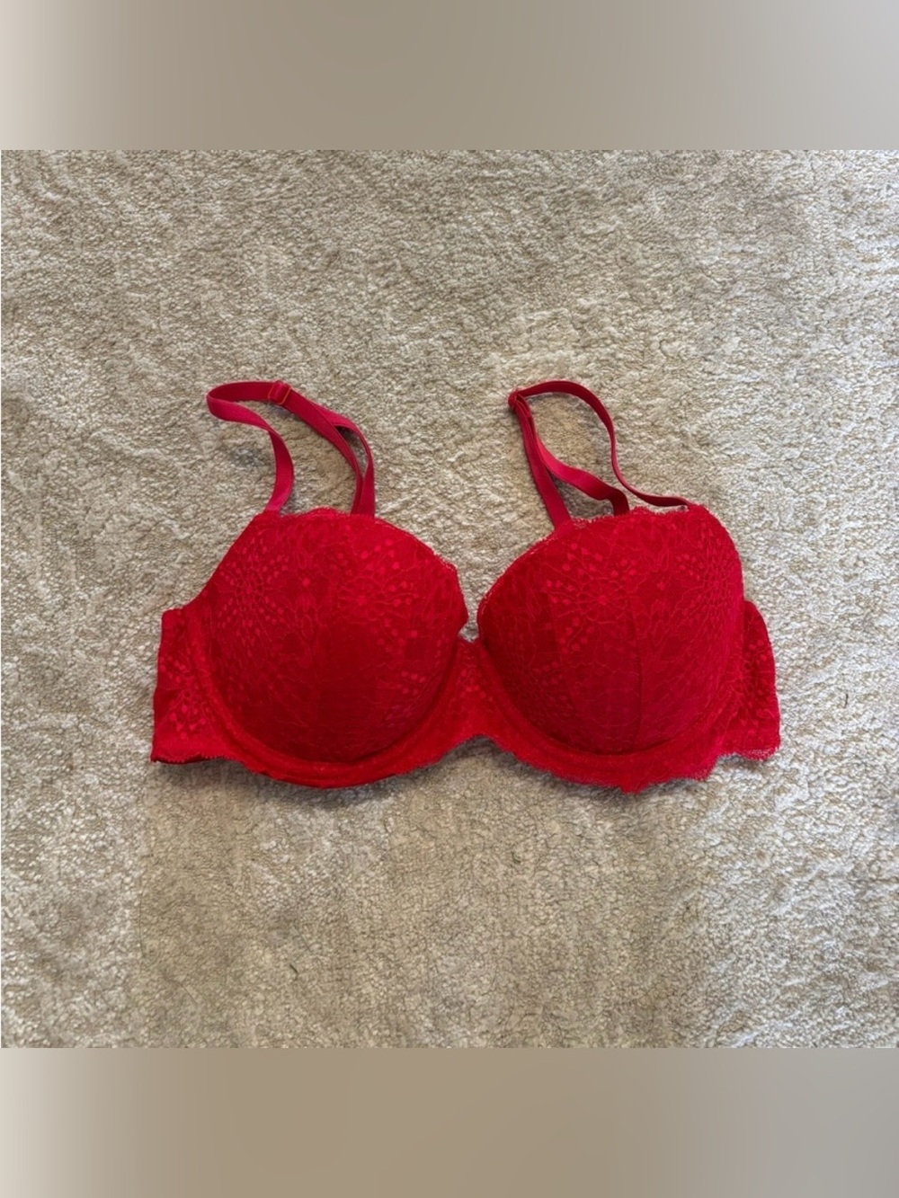 Victoria secret pink red lace bra with push up size 34C